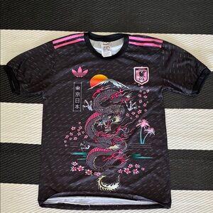 adidas Black Tee with Pink Dragon Graphic